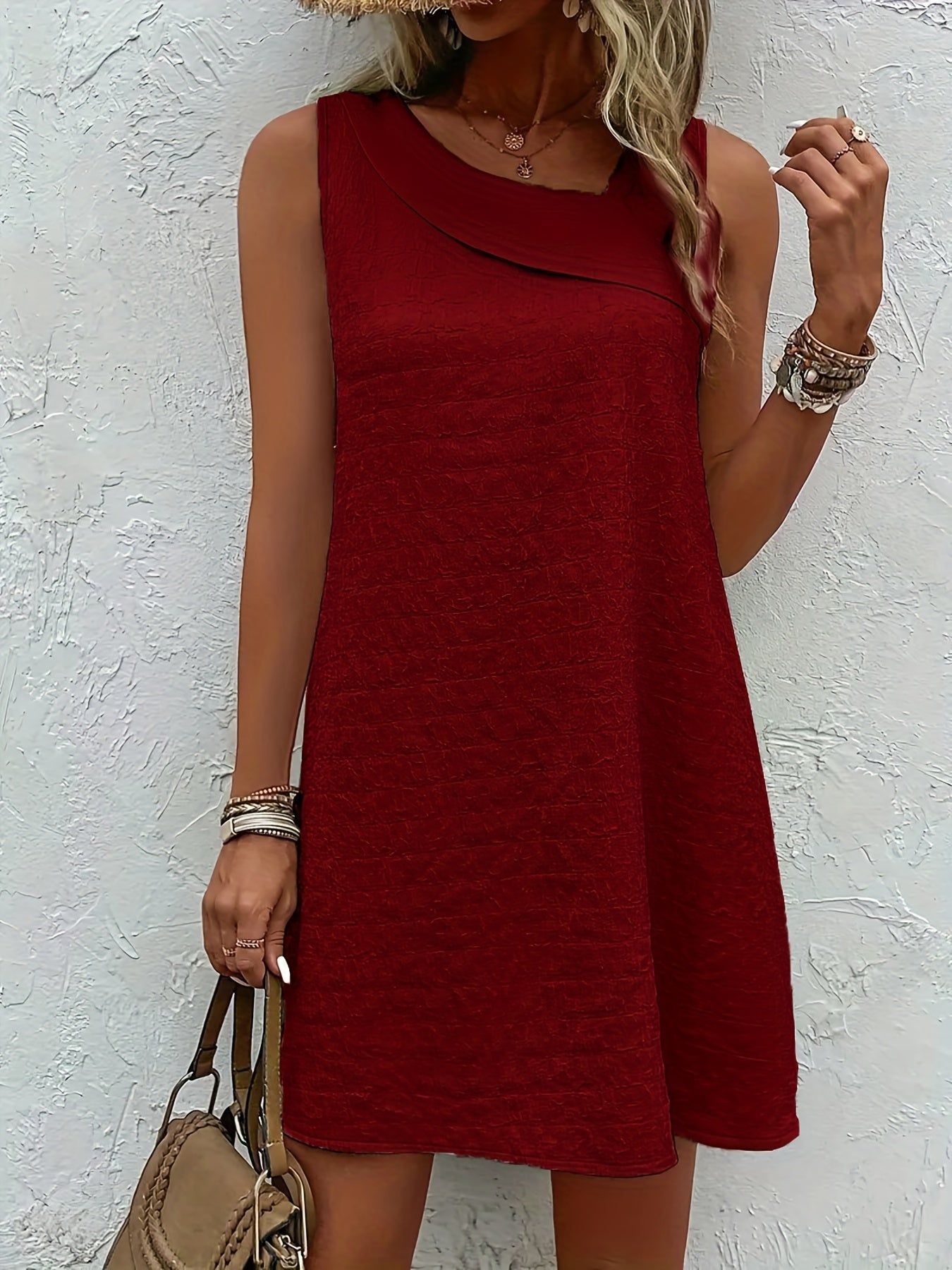 Chic Womens Sleeveless Mini Tank Dress - Lightweight & Breathable for Summer & Spring - Casual Loose Fit Fashion