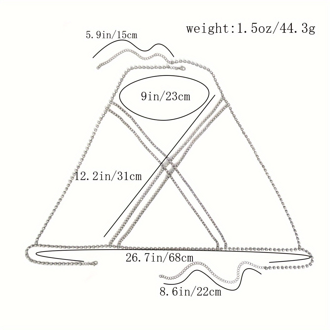 Luxury Cross Chest Chain Shiny Rhinestones Body Chain Jewelry