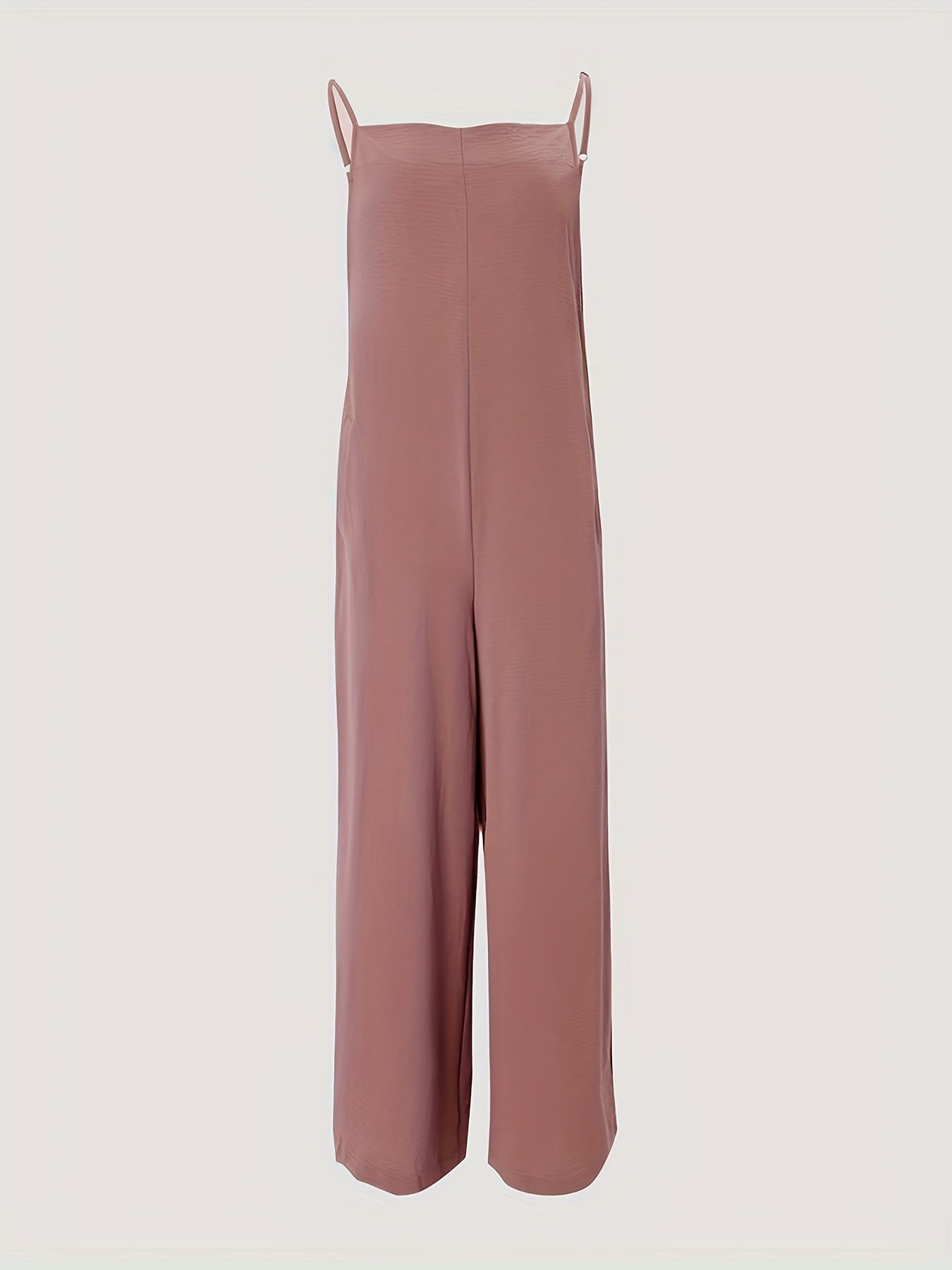 Flattering Wide Leg Spaghetti Strap Jumpsuit - Sleeveless & Solid, Casual Comfort for All-Day Wear - Womens Fashion Overalls, Versatile Wardrobe Staple
