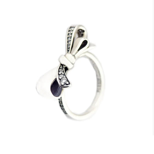 Brilliant Bow Rings for Women Fashion 925 Sterling Silver Rings Jewelry Charm Female Ring Jewelry Clear CZ Shine Girl Ring Gift