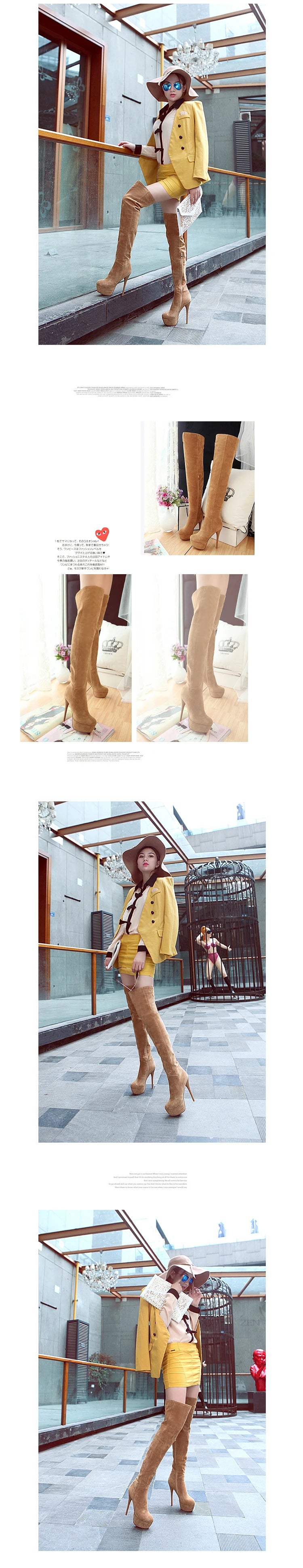 Winter Warm Plush Ultra-High Stiletto Long-Tube Women's Boots High Waterproof Platform Side Zipper Over-The-Knee Boots 2024