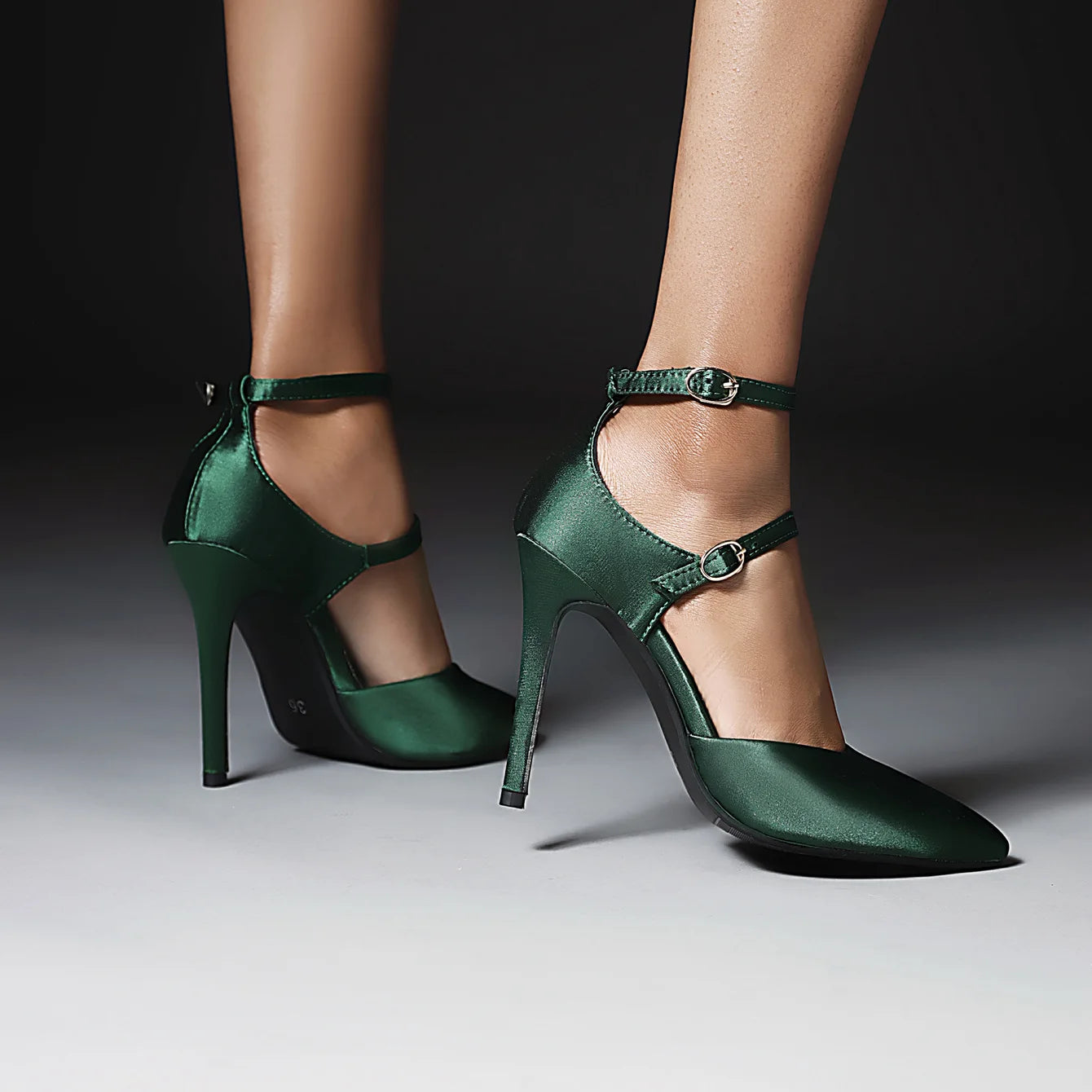 2025 Sexy Classic High Heels Women Sandals Summer Shoes Ladies Pumps Heels Woman Buckle Ankle Strap Shoes Green Black size 34-43