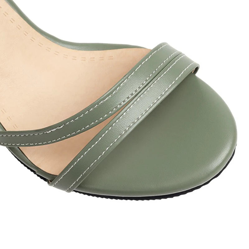 REAVE CAT 2021 Elegant Sandals Ankle Buckle Strap Narrow Open Toe 9.5cm Stiletto Heel Shoes US19 Black White A4245