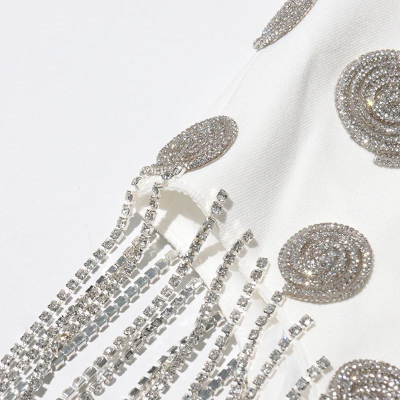 ZMEENNA White Blazer Notched Collar Single Button Patchwork Metal Tassel Jackets For Women 2025 Spring Fashion New Coats ZM628