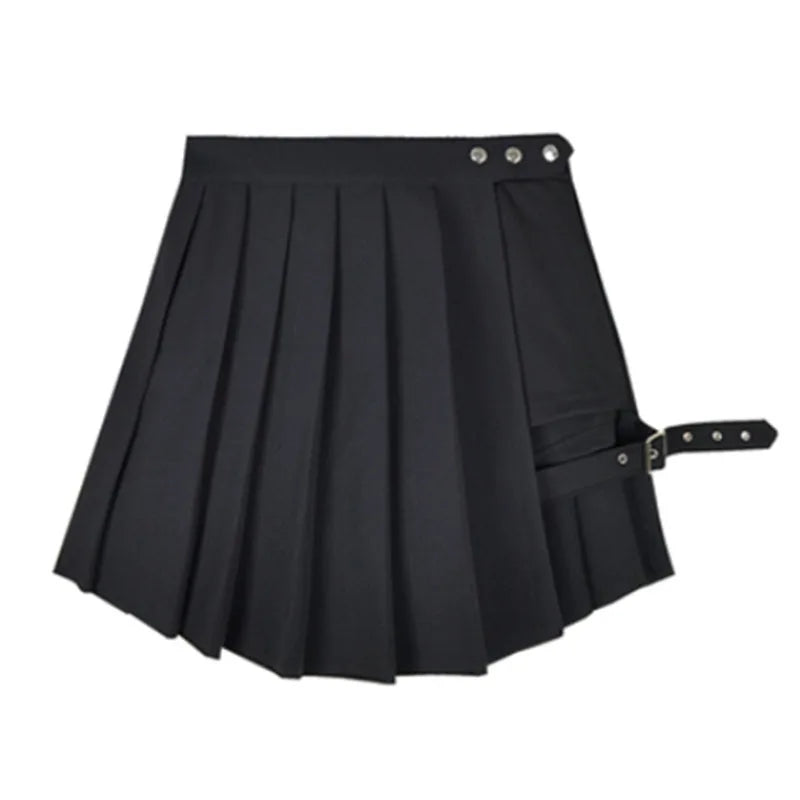 Sexy Gothic Women Skirt High Waist Pleated Punk Black Summer Girl's Skirts with Shorts Goth Dark Japanese Cosplay