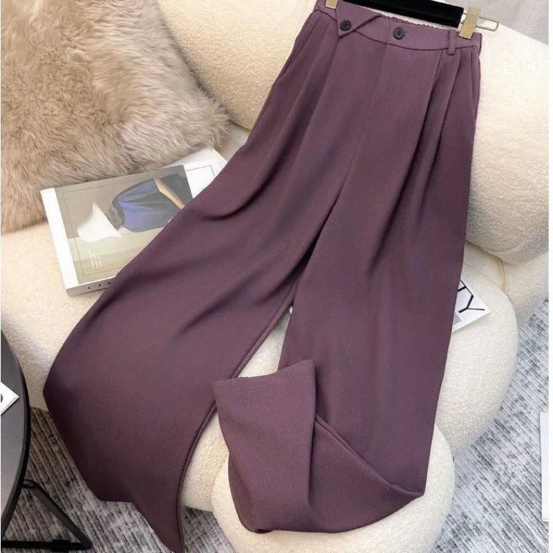 Simple Sleeveless Suit Vest Casual Wide Leg Pants Two-piece Set for Women 2025 New Elegant Suit Set