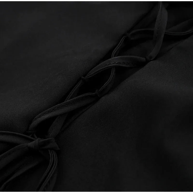 Sexy Slim Flared Sleeve Women's Shirt Solid Lapel Single-breasted Back Bandage Tunic Female Blouses Spring Trend New Lady