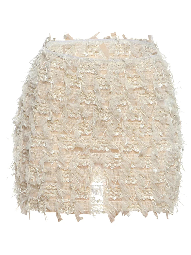 Weird Puss Colorful Tassel Skirts Peach Hip Women Thin Knit Wild Sexy Midnight Summer Trend Stretch Skinny Streetwear Bodycon