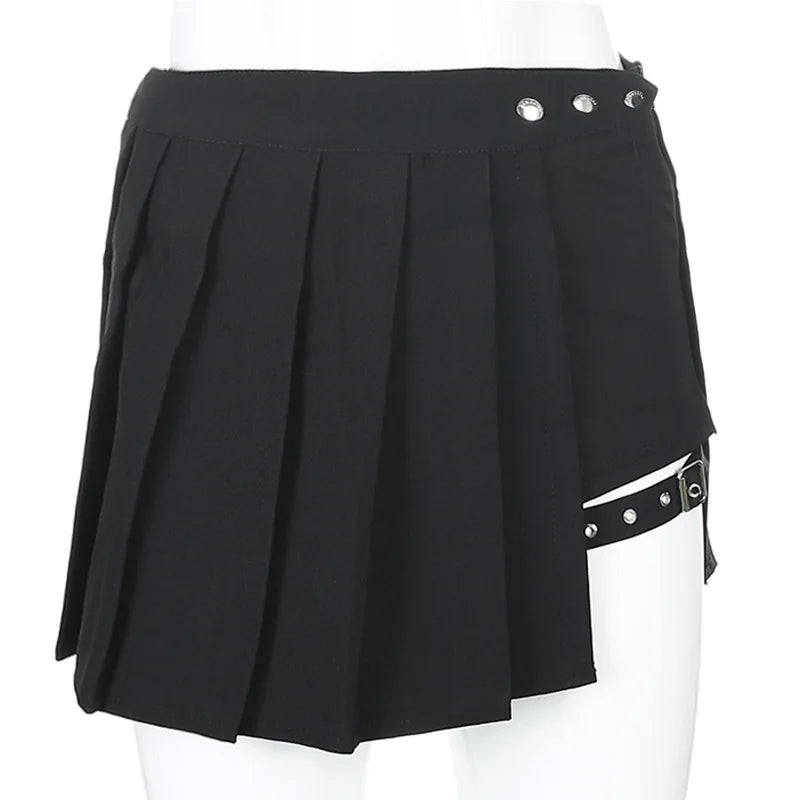 Sexy Gothic Women Skirt High Waist Pleated Punk Black Summer Girl's Skirts with Shorts Goth Dark Japanese Cosplay