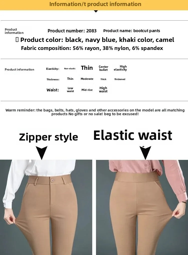 Spring Autumn New Style High Waist Loose Straight Mom Pants Women's plus Size Elastic Casual Classic Long Trousers