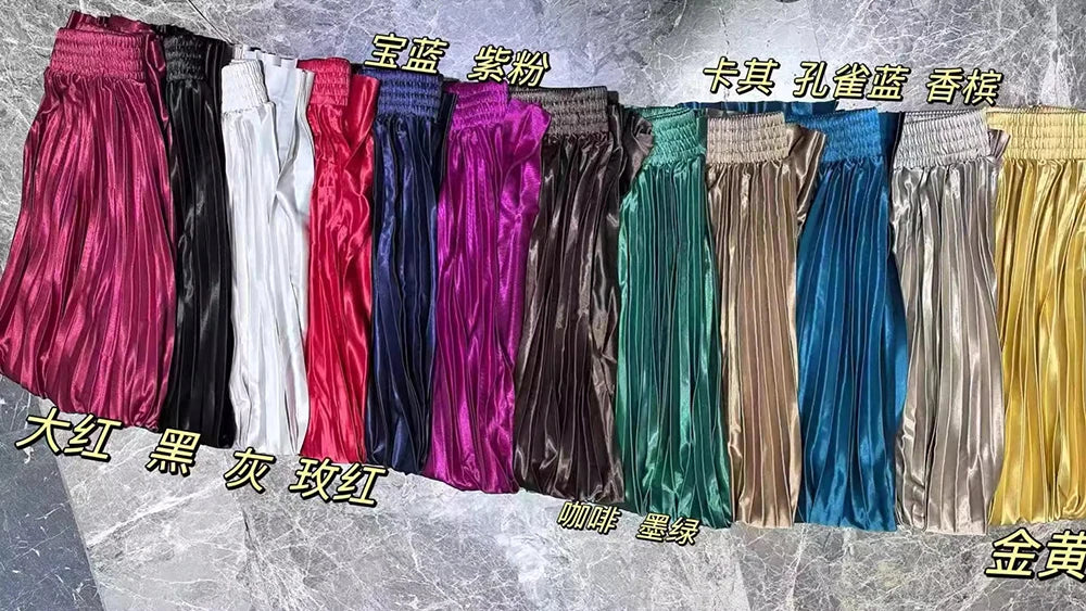 98cm Basics Maxi Pleated Skirt for Women New Korean Casual All-match Solid A Line High Waist Long Maxi Skirt Female