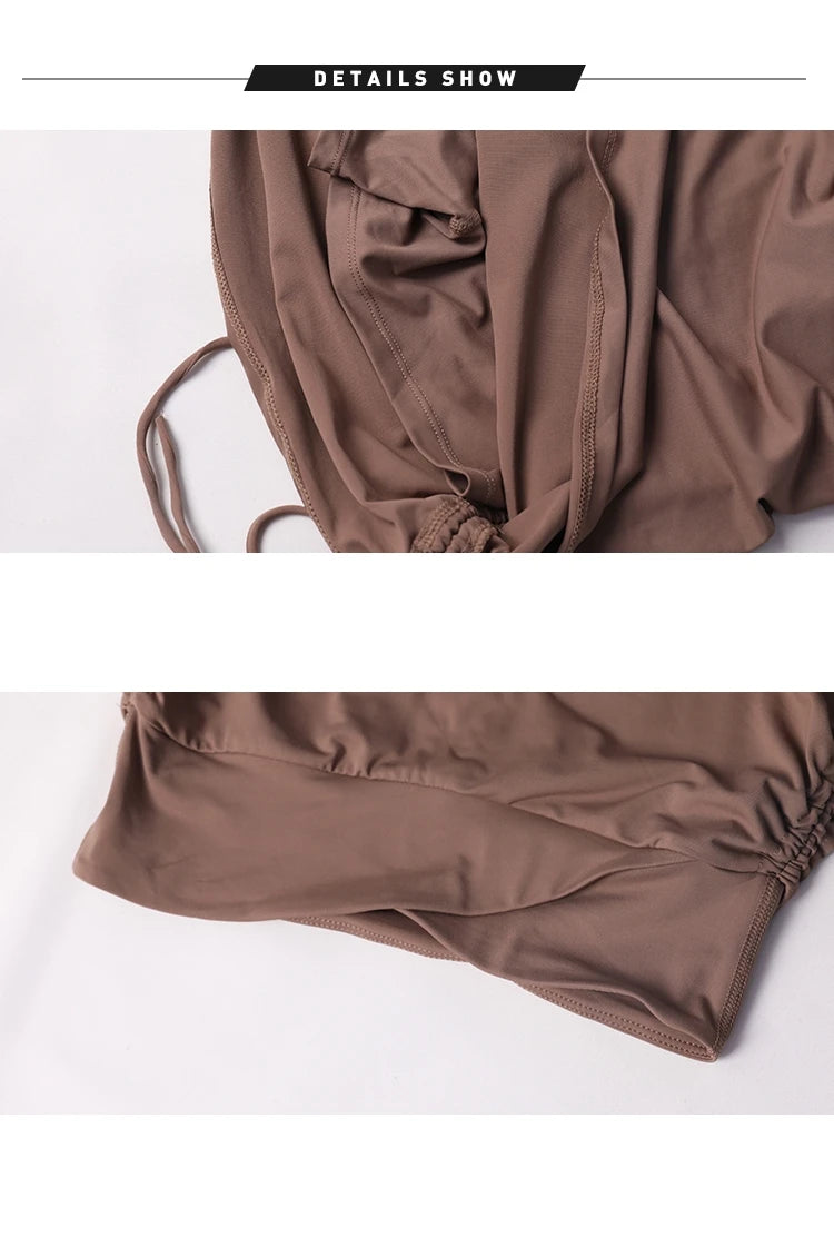 Women'S Drawstring High-Waisted Skirt Women Running Anti-Go Naked Yoga Shorts Full Fitness Tennis Sports Shorts