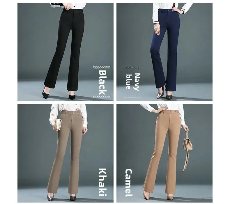 Spring Autumn New Style High Waist Loose Straight Mom Pants Women's plus Size Elastic Casual Classic Long Trousers