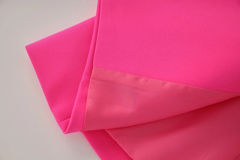 Bright Color Spring Autumn Women Hot Pink Slim Chic Fashion Street Lady Quality Blazer Outer Wear Jackets
