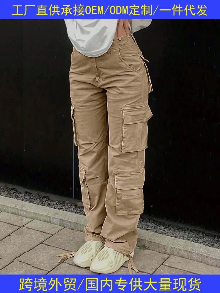 Casual Women's Tactical Pants Straight Leg Mountain Climbing High Street Spring Summer New Style Workwear Long Trousers