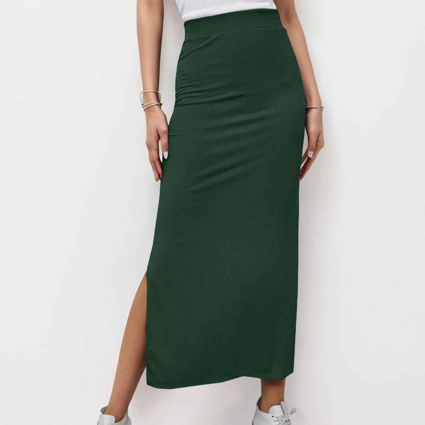 Solid Color High Waist Pencil Skirt Women Slim Fit Wrap Split Ribbend Long Maxi Skirt Summer Streetwear A Bottomed Skirts юбка