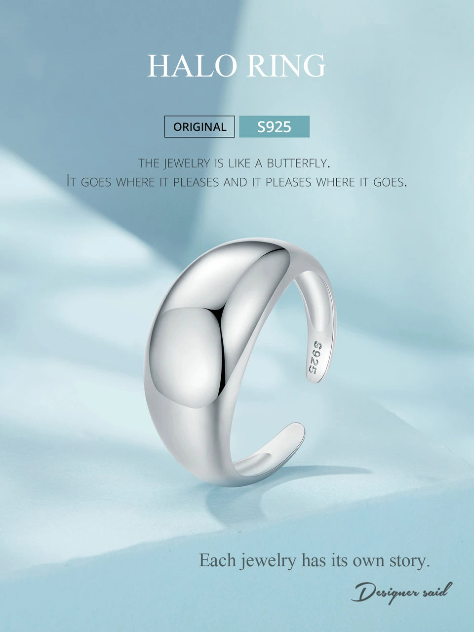 BAMOER 925 Sterling Silver Chunky Rings for Women Adjustable Bold Thick Statement Rings for Women Minimalist Rings