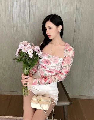 French Chic Halter Blouses Femininas Bow Flare Sleeve Short Tops Dames HighStreet Blusa Mujer Casual Shirts Clothes Dropshipping