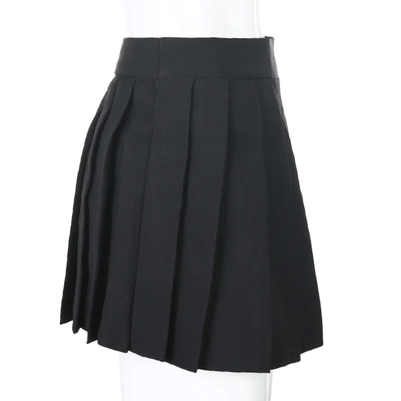 Sexy Gothic Women Skirt High Waist Pleated Punk Black Summer Girl's Skirts with Shorts Goth Dark Japanese Cosplay
