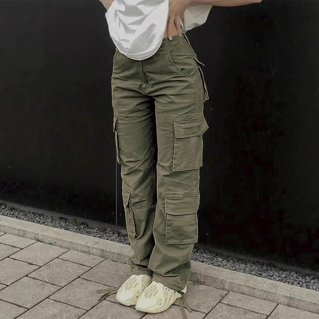Casual Women's Tactical Pants Straight Leg Mountain Climbing High Street Spring Summer New Style Workwear Long Trousers
