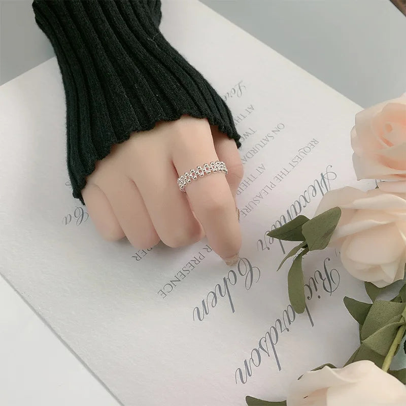 925 Sterling Silver Bilayer Ball Open Rings For Women Wedding Luxury Quality Jewelry Accessories Jewellery Argent 925