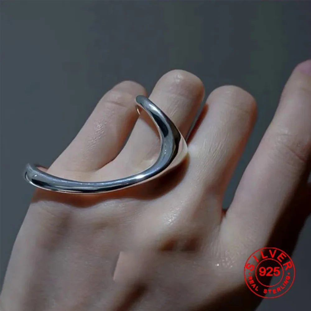 BFCLUB  Silver Color Rings for Women Simple Geometric Handmade Irregular Retro Ring Gold Big Allergy For Birthday Gift