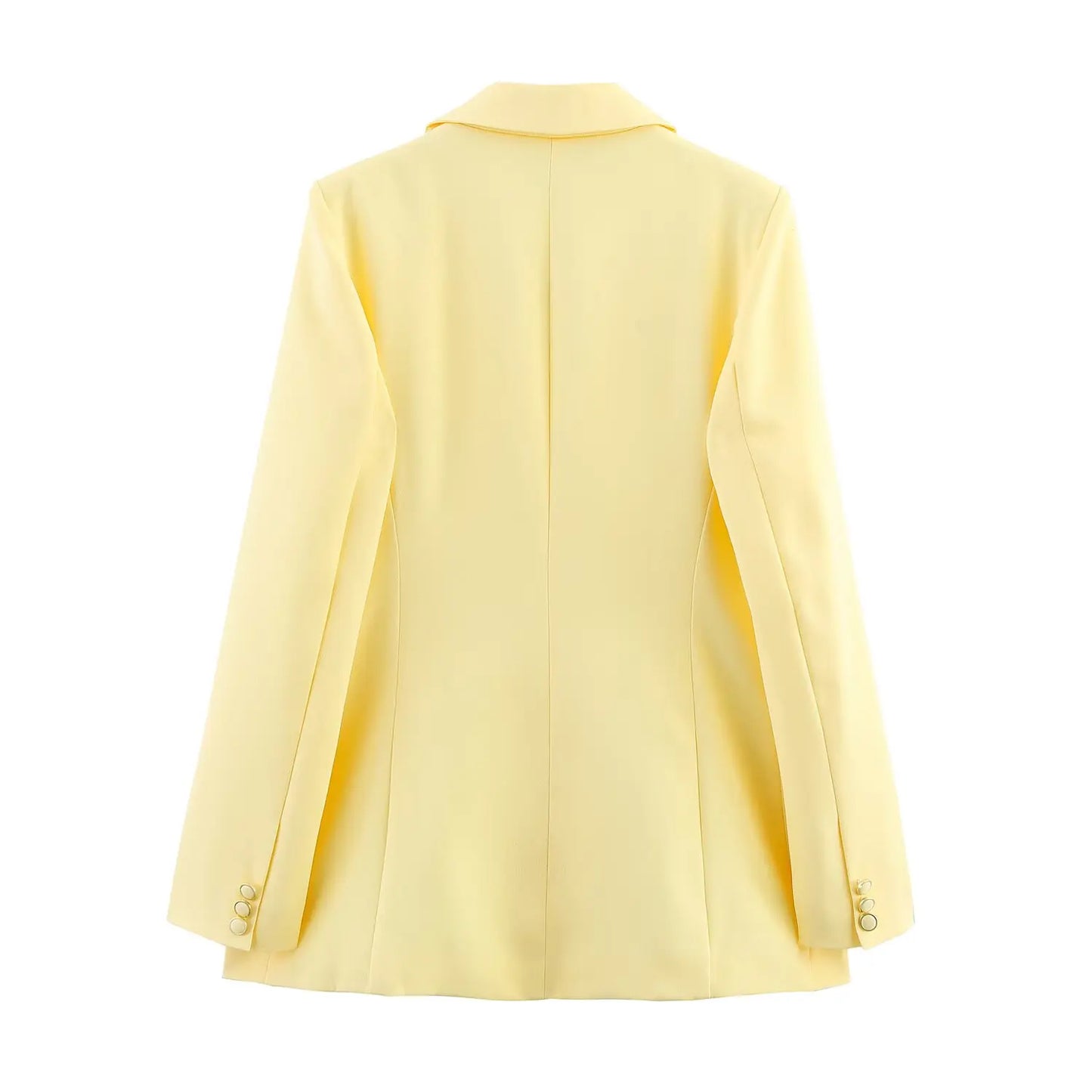 KONDALA Elegant Yellow Blazer Women's Double-breasted Lapel Blazer Fashion High Street 2025 Spring Summer Holidays Commute Suit