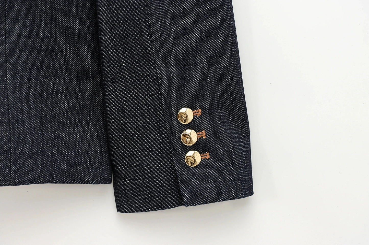 HH Female Spring Vintage Denim Blazer Long Sleeves Turn Down Collar Single Breasted Fake Pockets Street Fashion Coats