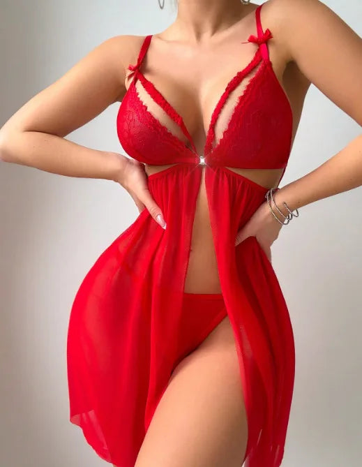 Sexy Lingerie For Woman Transparent Porno Sexual Clothing  Dress Erotic Underwear Nightdress With Thong Sleepwear