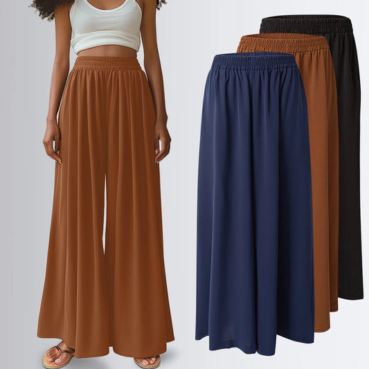 Spring Summer Women Elastic High Waisted Wide Leg Pants Female Solid Long Length Pants Casual Loose Plus Size Ladies Trousers
