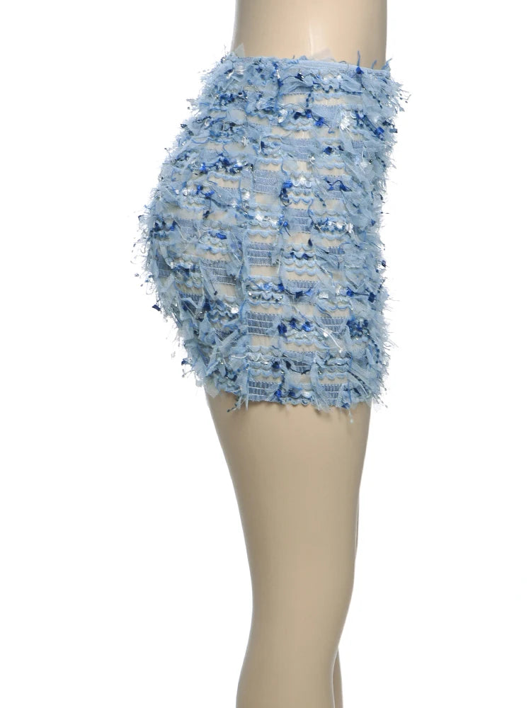 Weird Puss Colorful Tassel Skirts Peach Hip Women Thin Knit Wild Sexy Midnight Summer Trend Stretch Skinny Streetwear Bodycon