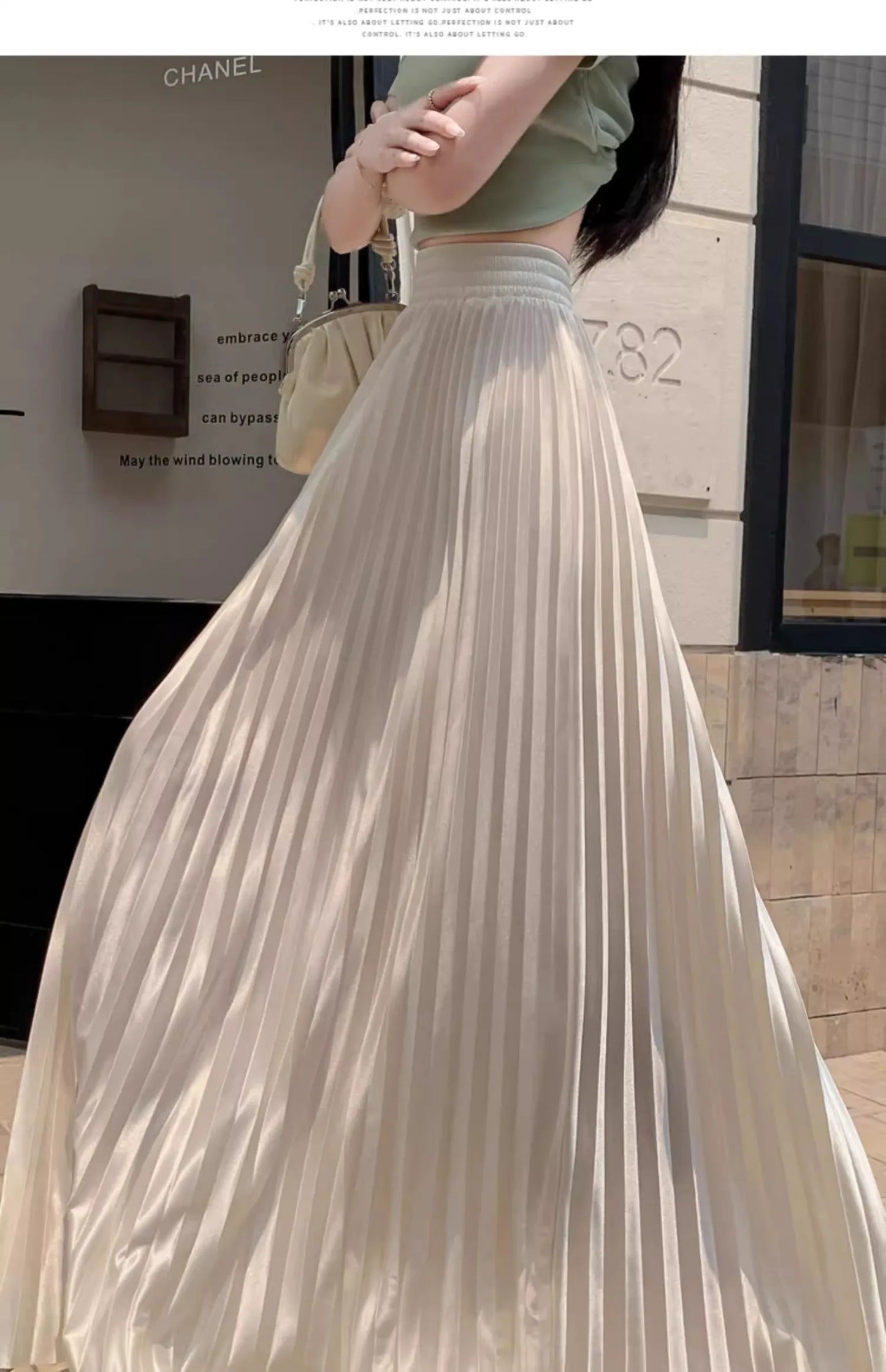 98cm Basics Maxi Pleated Skirt for Women New Korean Casual All-match Solid A Line High Waist Long Maxi Skirt Female