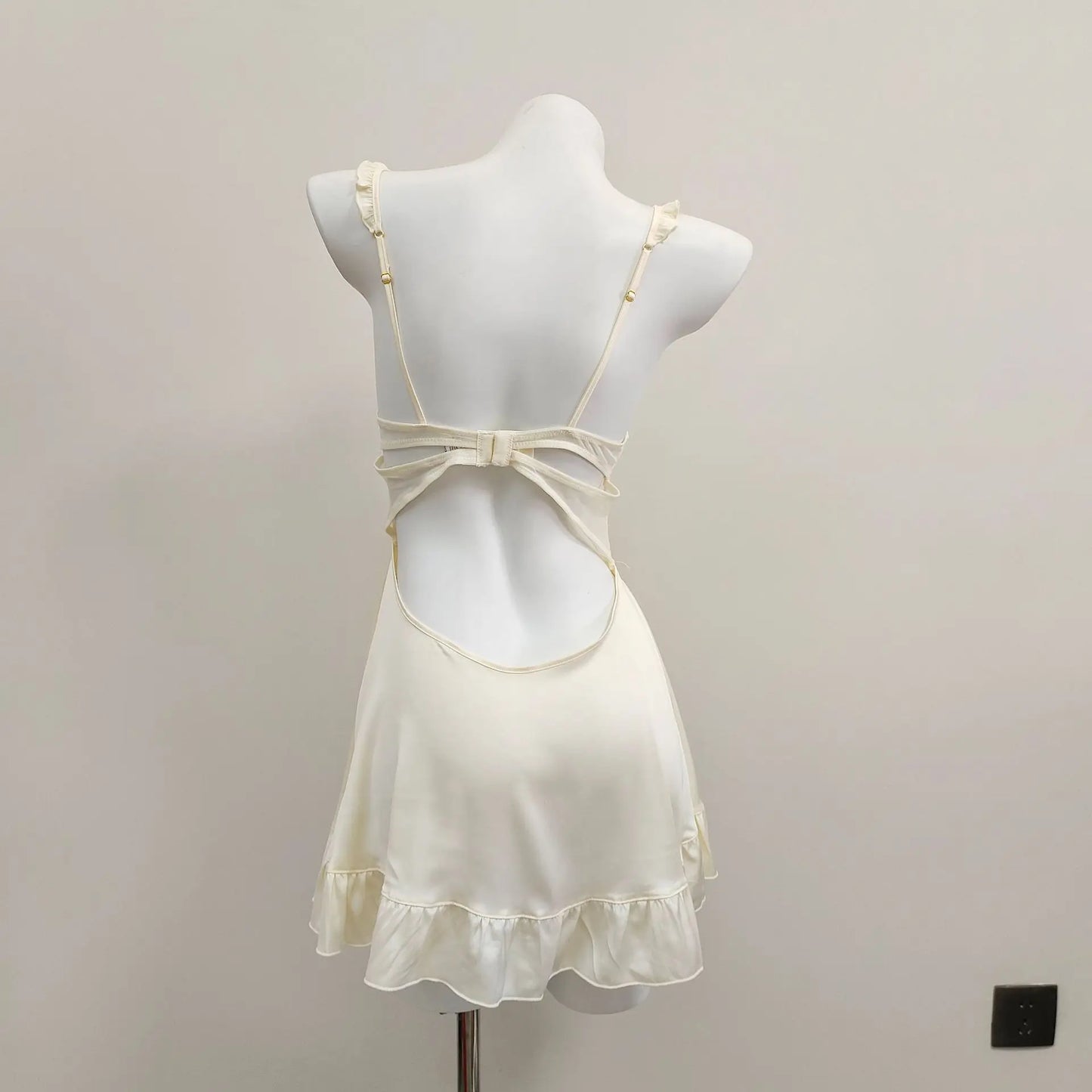 with Chest Pads Nightdress Sexy Pajamas Women's Silk Nightgowns Hollow Pure Backless Suspender Nightwears for Ladies Lingerie