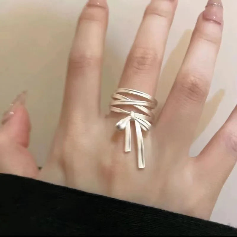 Romantic Bow Shape Wedding Bands Rings for Women Fancy Anniversary Gift Statement Rings Luxury Jewelry New