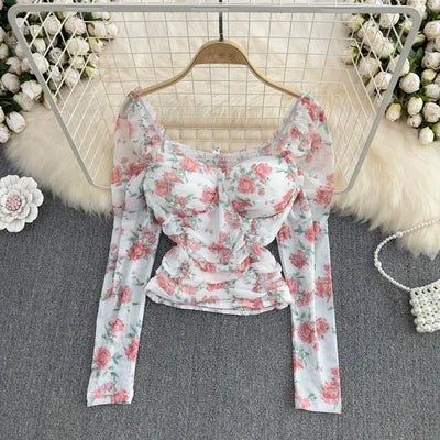 French Chic Halter Blouses Femininas Bow Flare Sleeve Short Tops Dames HighStreet Blusa Mujer Casual Shirts Clothes Dropshipping