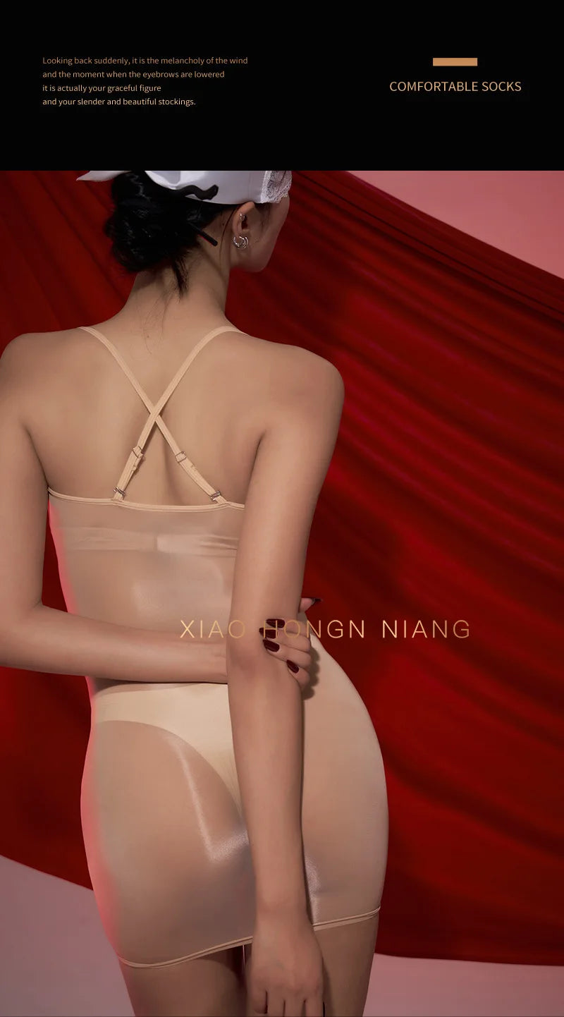 Sexy Women gloss dresses see through Sleeping clothes skirts Oily Shining Tight Short skirt