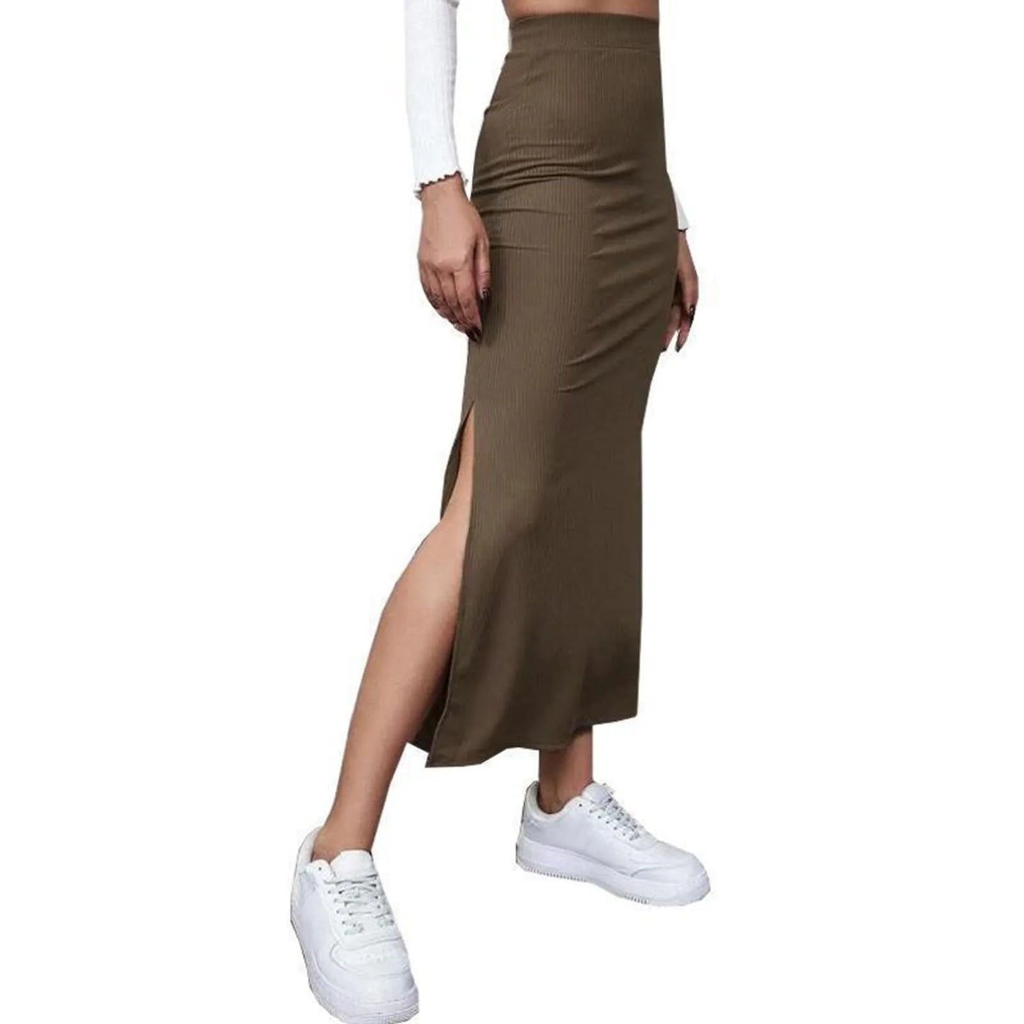 Solid Color High Waist Pencil Skirt Women Slim Fit Wrap Split Ribbend Long Maxi Skirt Summer Streetwear A Bottomed Skirts юбка