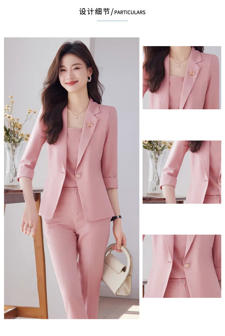 NAVIU Women Spring New Fashion Professional Suits Matching Set Korean Elegant Casual Blazer Coat Pants Two Piece Female Clothing