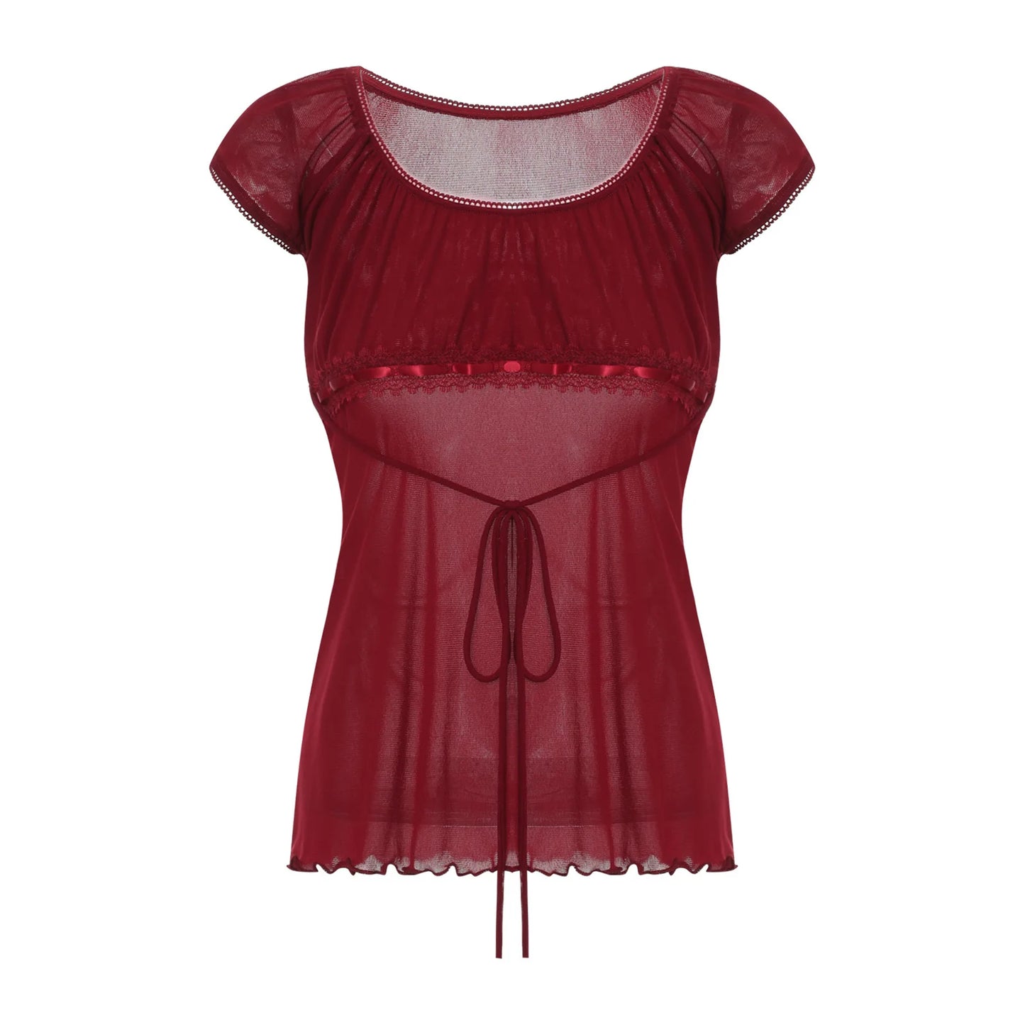 Women Summer Y2K Aesthetic Tops Lace Trim Cap Sleeve Low Cut Shirts Vintage Casual Sexy Tops and Blouses Female