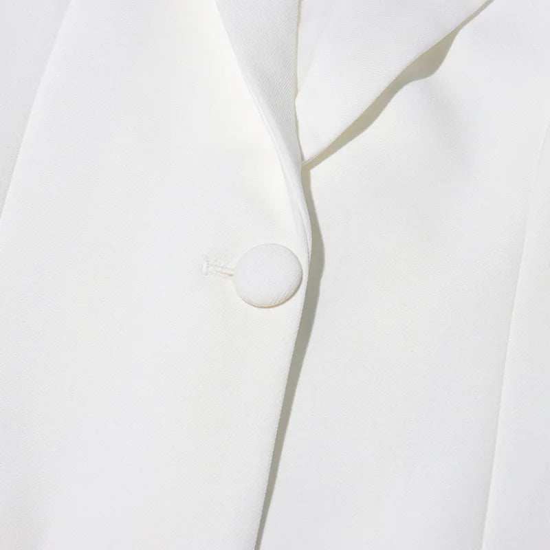 ZMEENNA White Blazer Notched Collar Single Button Patchwork Metal Tassel Jackets For Women 2025 Spring Fashion New Coats ZM628