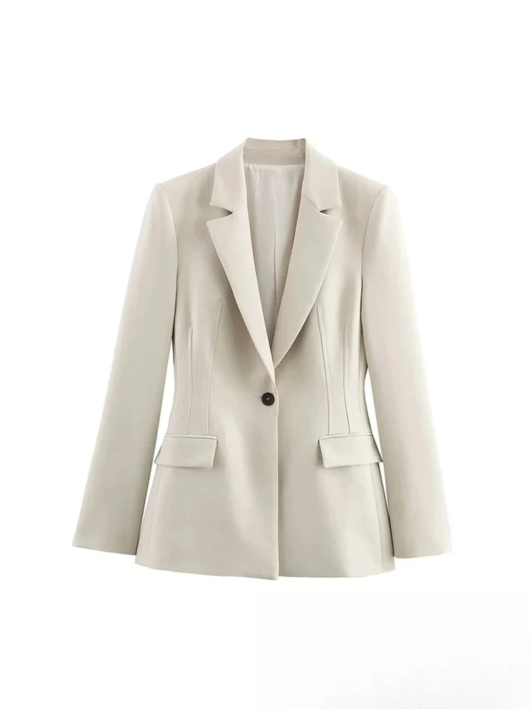 KONDALA Vintage Chic Office Lady Solid Women Suit Pockets V Neck Blazer Straight Loose Pants New Fashion 2025 Spring Autumn Sets