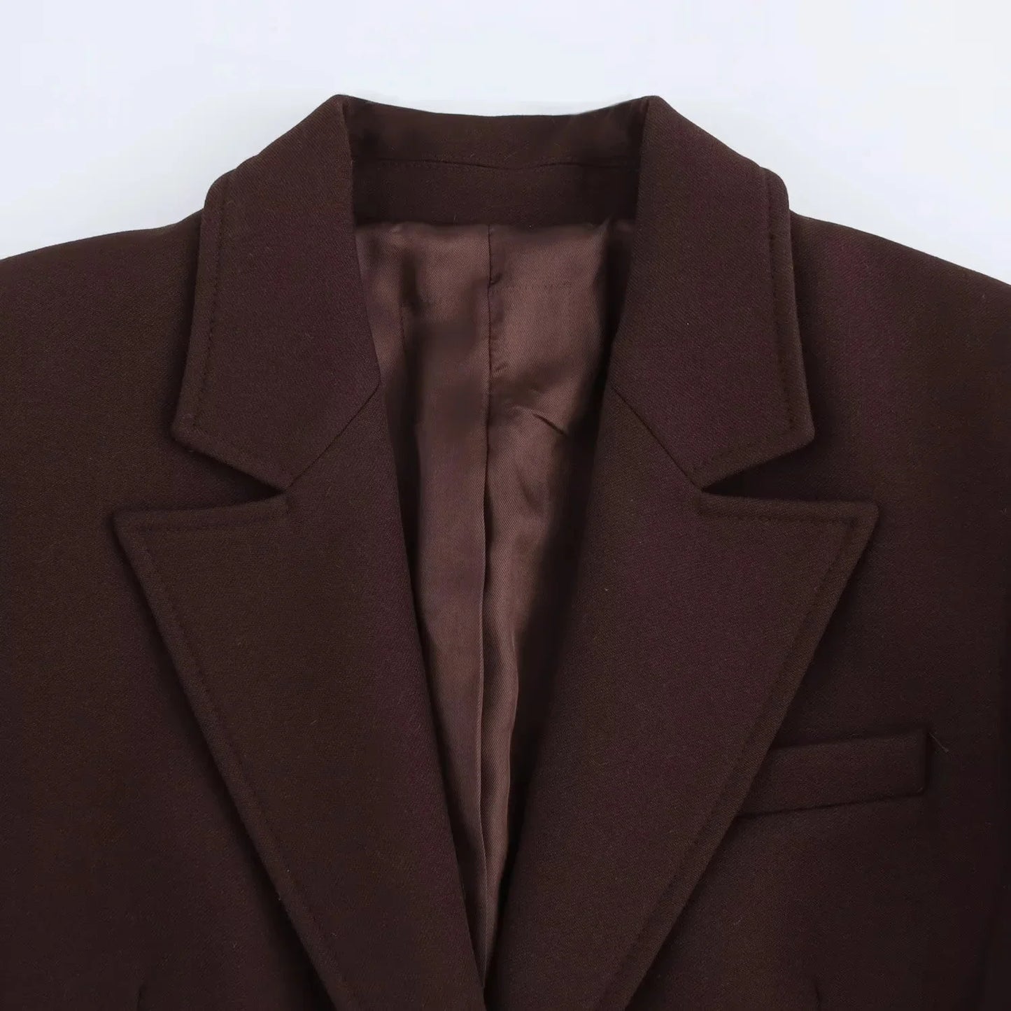 KONDALA 2025 Fall Winter Brown Elegant Office Lady Suits Fashion Shrug Pockets Blazers Elegant Zipper Skirts Chic Baggy Pants