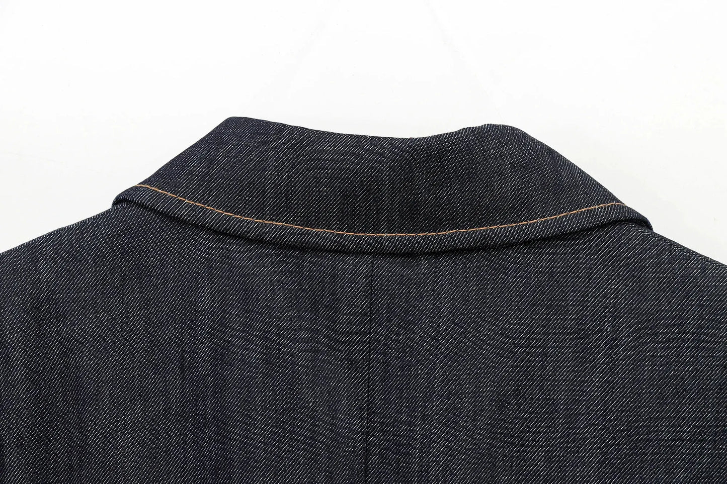 HH Female Spring Vintage Denim Blazer Long Sleeves Turn Down Collar Single Breasted Fake Pockets Street Fashion Coats