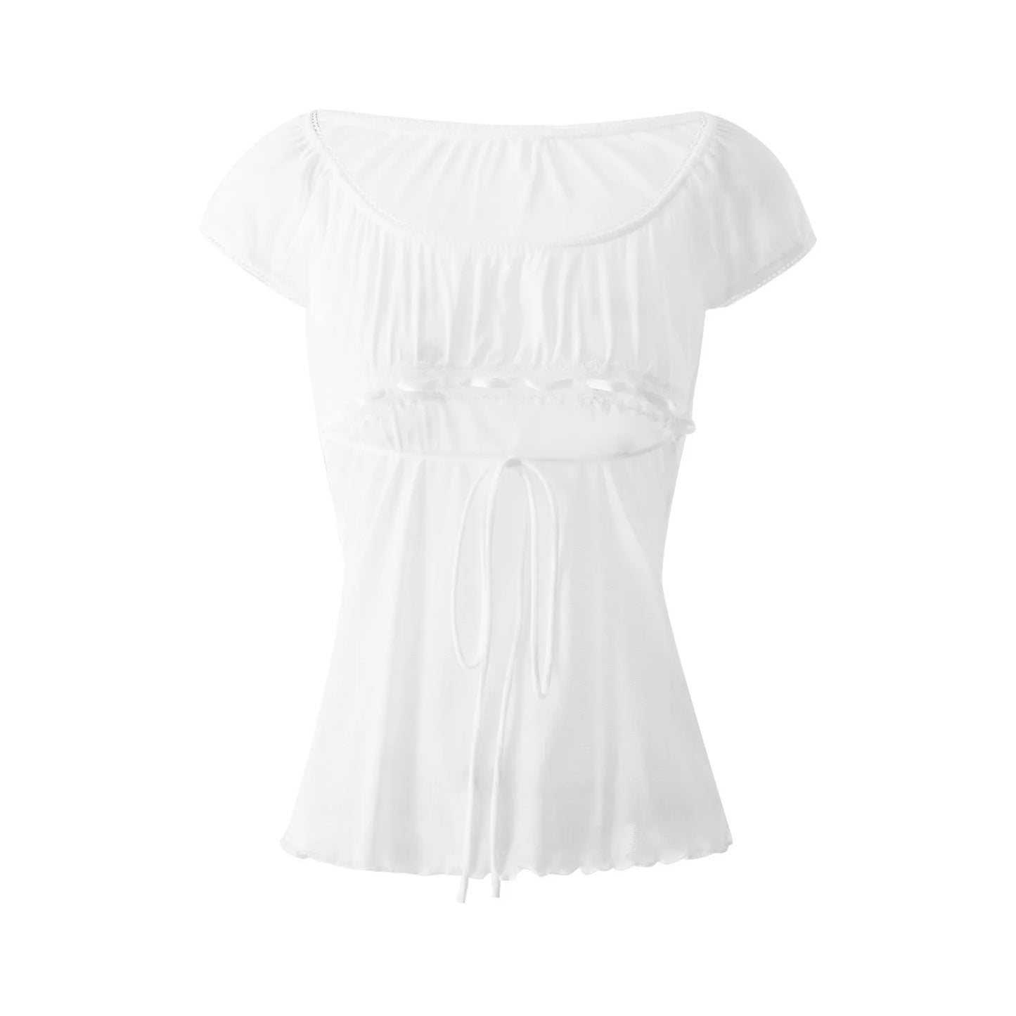 Women Summer Y2K Aesthetic Tops Lace Trim Cap Sleeve Low Cut Shirts Vintage Casual Sexy Tops and Blouses Female