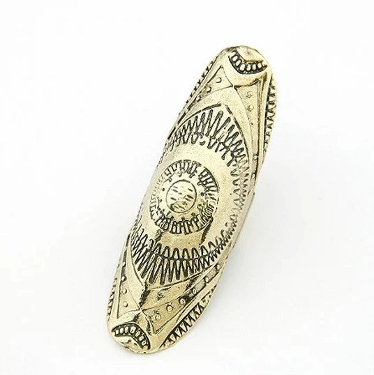 Bohemian Ethnic Ring Retro Style Punk Traditional Personality Carved Shield Joint Ring Statement Jewelry Fresh Accessories
