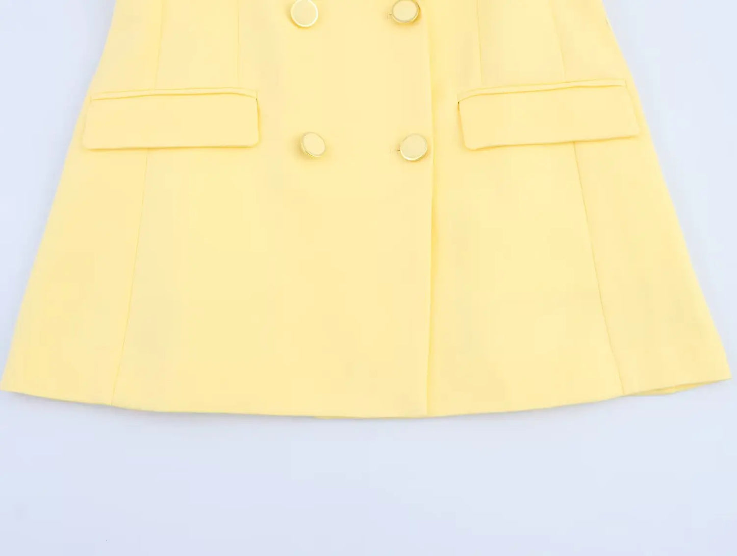 KONDALA Elegant Yellow Blazer Women's Double-breasted Lapel Blazer Fashion High Street 2025 Spring Summer Holidays Commute Suit