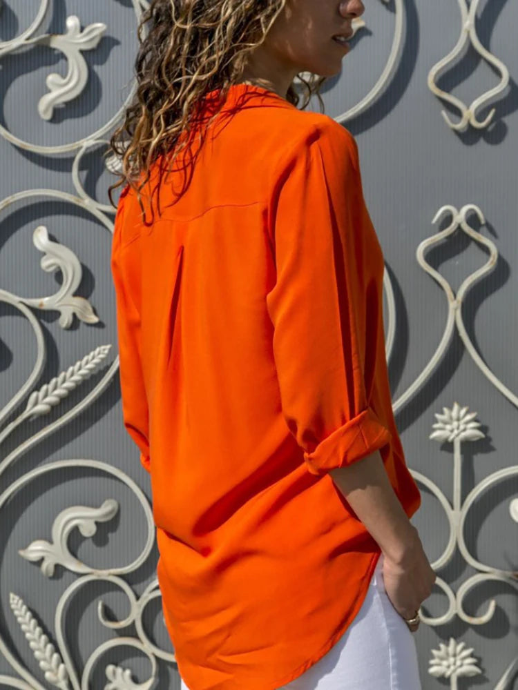 Casual Long Sleeve Solid Shirt Luxury Women's Blouses Elegant Korean Clothing Oversized Chiffon Tops Streetwear Loose Tunis