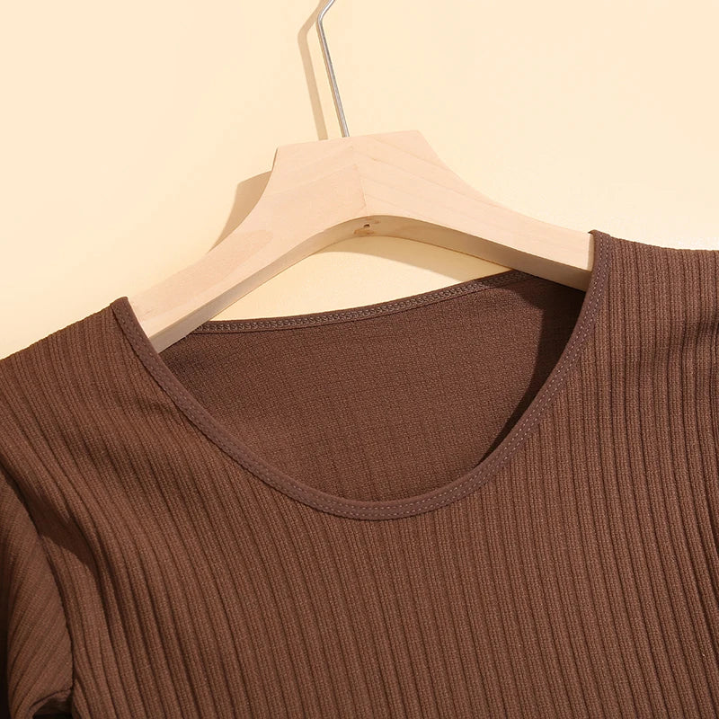 FINETOO 2 Pieces Women Thermal Underwear Sexy Long Sleeve Winter Clothes Seamless Thermal Intimate Set Ladies Thick Sleepwear