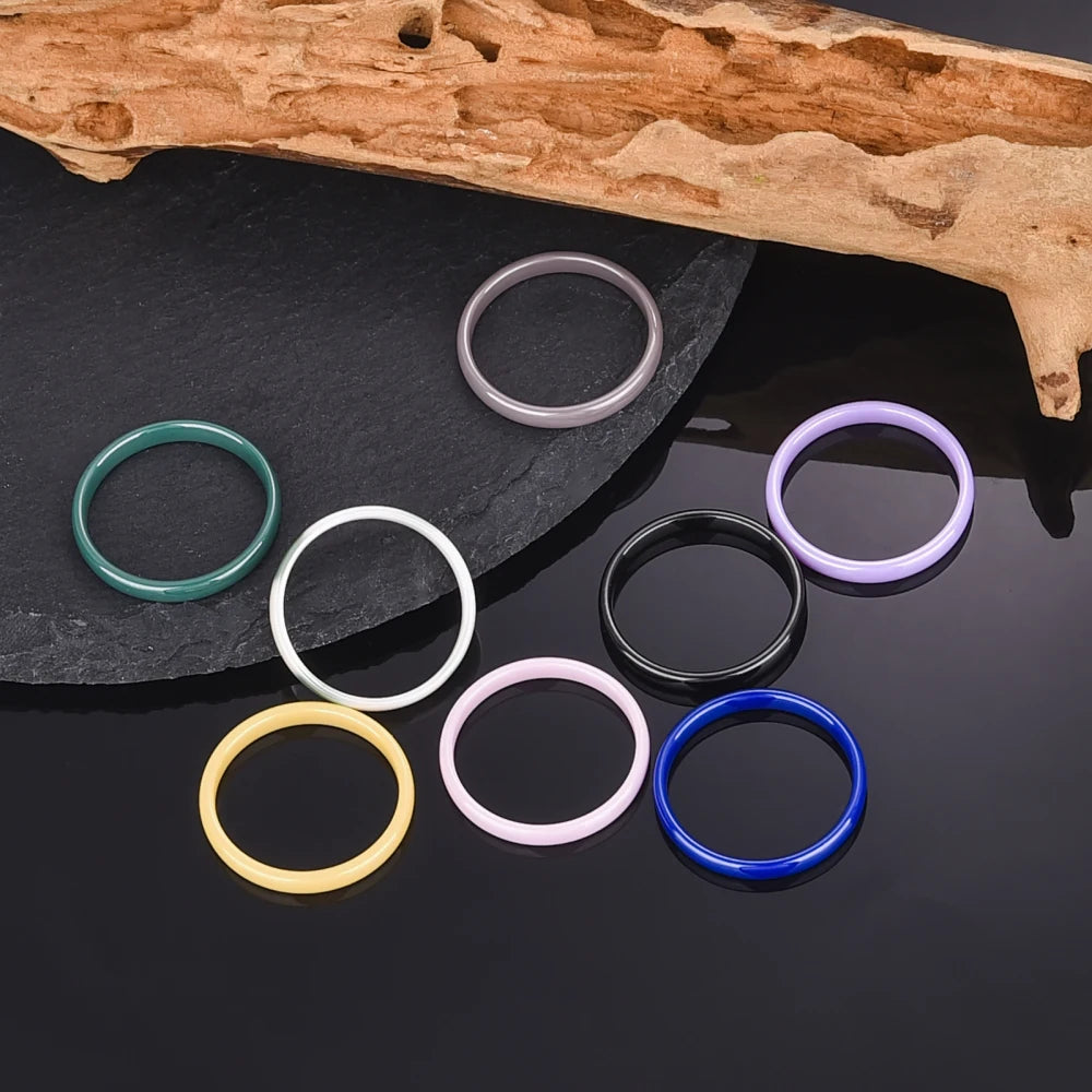 9 Color Ceramic Ring Smooth Slender Circular Rings For Women Men Simple Design Aesthetic Finger Rings Jewelry Couple Y2K Gift