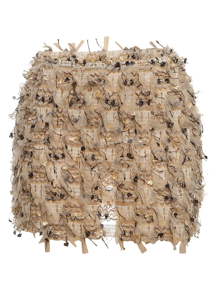 Weird Puss Colorful Tassel Skirts Peach Hip Women Thin Knit Wild Sexy Midnight Summer Trend Stretch Skinny Streetwear Bodycon